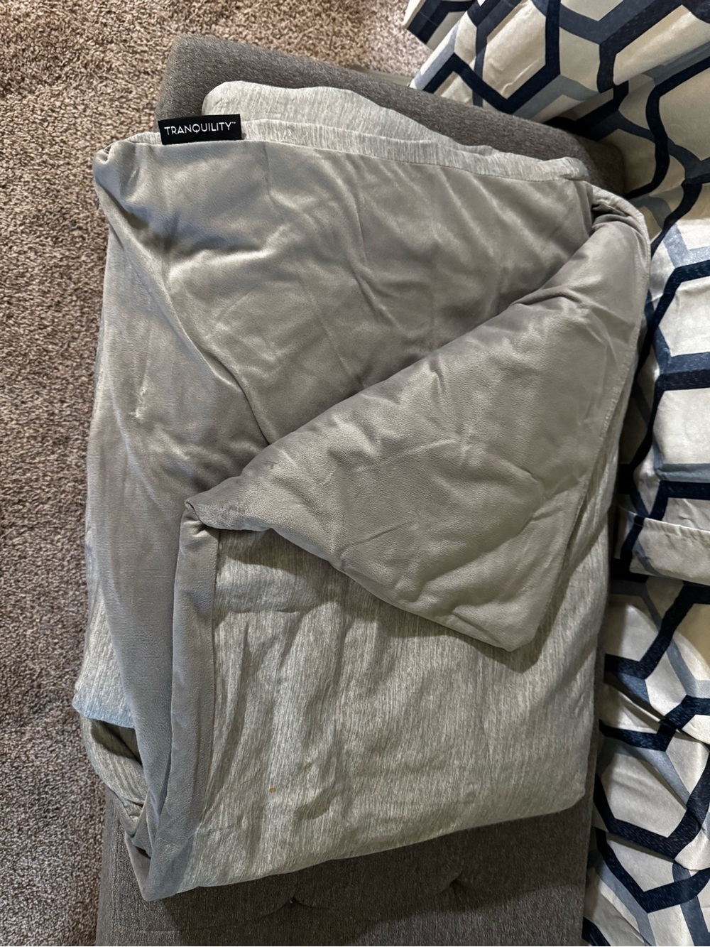 Tranquility Grey Plush Weighted Blanket